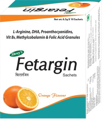 Shrey's Fetargin, L-Arginine, DHA, Vitamin B12, Vitamin B6, 10 Sachets - Orange Flavour(75 g)