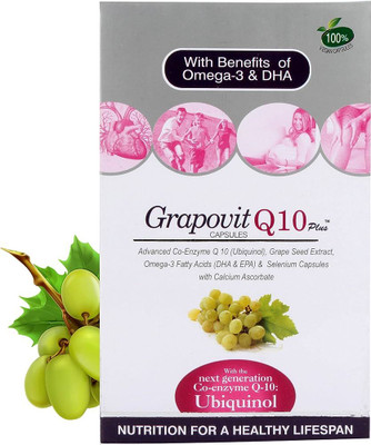 la nutraceuticals Grapovit Q10 Plus Capsules | CoQ10 Ubiquinol Supplement,Advance Co-Enzyme(10 Capsules)