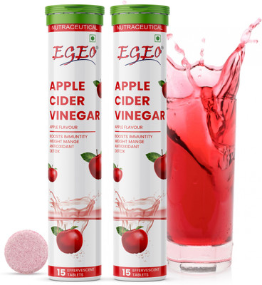 EGEO Apple Cider Vinegar Effervescent Tablet with mother,Vit B6 & B12 for weight loss(2 x 15 Tablets)