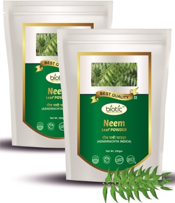 biotic Neem Leaf Powder - Neem Leaves Powder for Skin, Hair, Face and Eating(2 x 200 g)