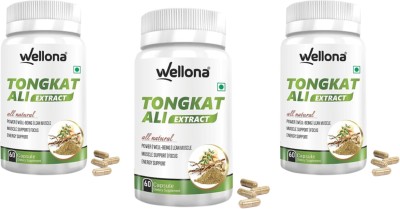 Wellona Tongkat ali capsules testosterone booster stamina energy and endurance booster(3 x 60 Capsules)