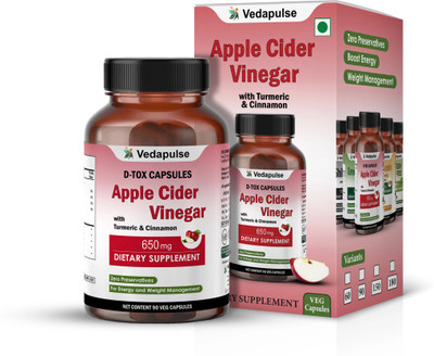 Vedapulse Apple Cider Vinegar with Turmeric & Cinnamon 90 Caps for Your Daily Health(90 Capsules)