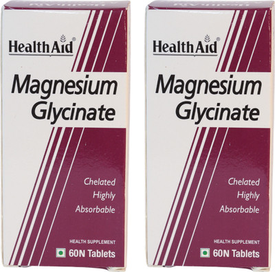 HealthAid Chelated Magnesium Glycinate with Zinc for Sleep & Muscle Support - Pack of 2(2 x 30 Tablets)