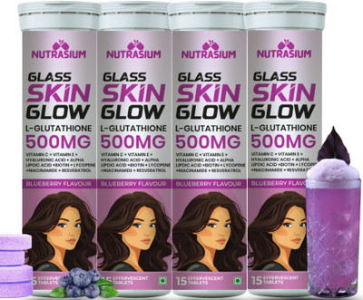 NUTRASIUM L-Glutathione 500 mg with Resveratrol & Niacinamide For Skin Brightening & Glow(4 x 15 Tablets)
