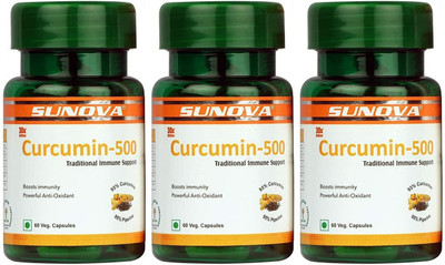 SUNOVA Curcumin-500 Traditional Immune Support Capsules ,60 Veg Capsules x Pack of 3(3 x 60 Capsules)