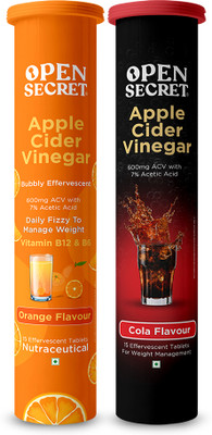 OPEN SECRET Apple Cider Vinegar With Mother For Weight Loss - Orange and Cola(2 x 15 Tablets)