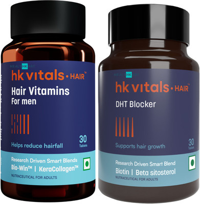 HEALTHKART HK Vitals Hair Multivitamin & DHT Blocker with Biotin, Helps Reduce Hair Fall(2 x 30 Tablets)