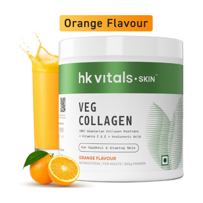 hk vitals Veg Collagen Supplement, Orange | Collagen Peptides with Vitamin C, E(200 g)