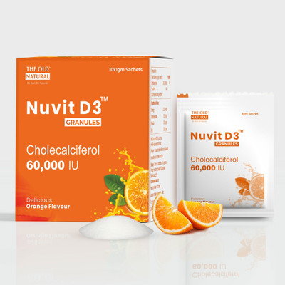 The Old Natural Nuvit D3 Granules 60,000 IU – Cholecalciferol Vitamin D3 Supplement - 10 Sachets(10 g)