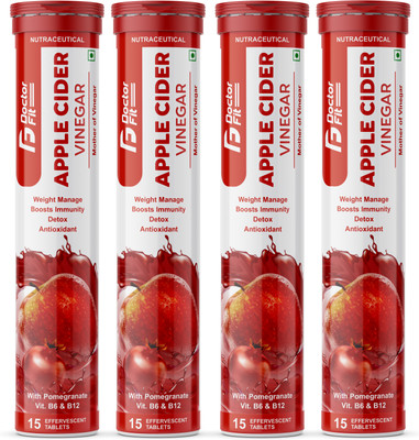 DOCTORFIT Apple Cider Vinegar Effervescent Tablet with mother,Vit B6 & B12 for weight loss(4 x 15 Tablets)