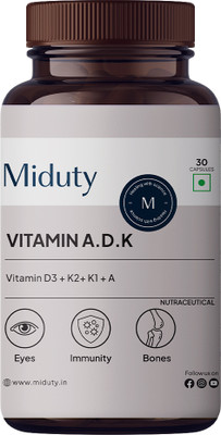 Miduty Vitamin ADK - A D3 K2 - Eyes, Immunity, Weak Bones, Arthritis - Fat soluble(30 Capsules)
