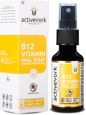 ACTIVEYORK ORGANIC B12 Vitamin Oral Spray – Raspberry Flavour – Daily 4 Sprays(30 ml)