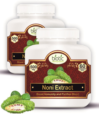 biotic Noni Extract - Noni Capsules 500mg - 120 Veg Capsules for boost immunity(2 x 60 Capsules)