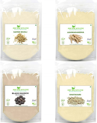 Shudh Online Ashwagandha, Safed White Musli, Kaunch Seed, Shatavari Powder, Testesterone Churna(4 x 50 g)