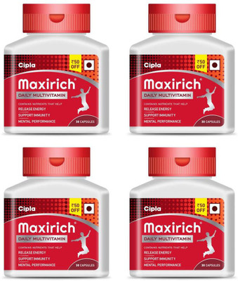 Cipla Maxirich Daily Multivitamin & Minerals Softgels Bottle(4 x 30 Capsules)
