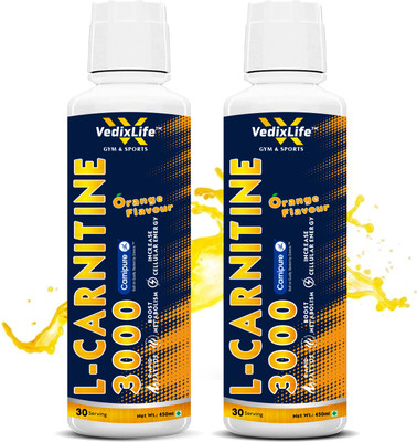 VedixLife L-Carnitine 3000 liquid 450 ml For Fat Burner Orange Flavor Combo Pack(2 x 450 ml)