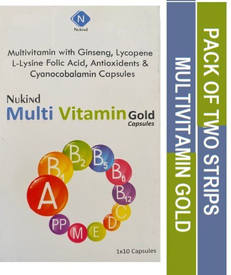 Nukind MULTIVITAMIN GOLD CAPSULES WITH GINSENG AND LYCOPENE (2*10CAPS)(2 x 10 Capsules)