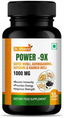 Dr.Vitasta Power-9X,Ayurvedic medicine of Safed musli,Ashwagandha,Satavari,Kauch beej(30 Capsules)