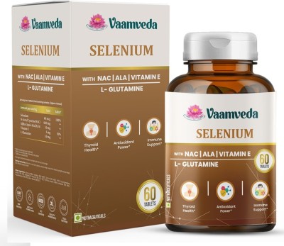 Vaamveda Selenium Supplement Tablets with NAC, ALA & L-Glutamine Antioxidant Support(60 Tablets)