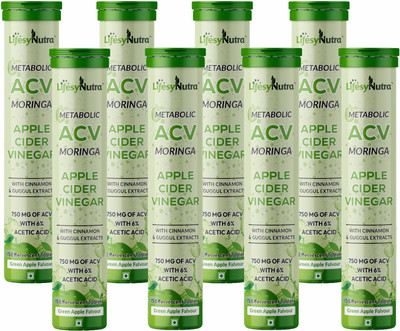 Lifesy Nutra Apple Cider Vinegar Moringa Effervescent Tablet, ACV Moringa To Control Cravings(8 x 15 Tablets)