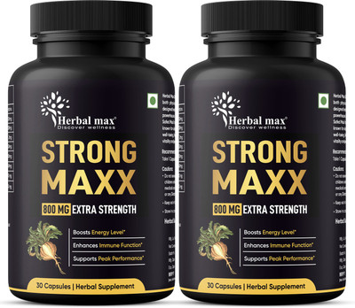 Herbal max Strong maxx Maca Root Extra Strength Promotes Reproductive Health, Boosts Energy(2 x 800 mg)