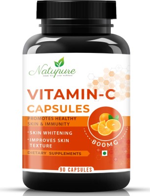 Natupure Vitamin C Capsules 800MG | Boost Immunity and Glowing Skin(90 Capsules)