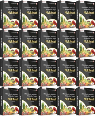 MULTIFRESH Multivitamin- Multiminerals 10 Softgel Capsules pack of ( 20*10 ) 200 sofgels )(20 x 10 Capsules)