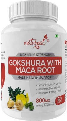 Natureal Gokshura + Maca Root Extract 800 mg Capsules for Maximum Strength & Performance(60 No)