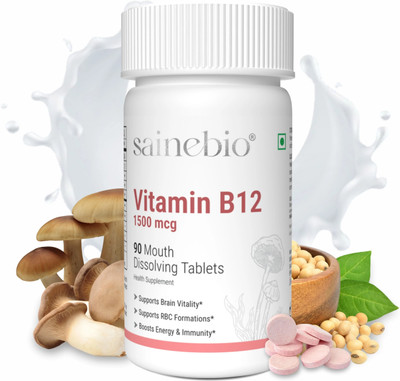 SAINEBIO Vitamin B12 1500 mcg with L-Methylfolate, B6 & D3 – Supports Energy(90 Tablets)