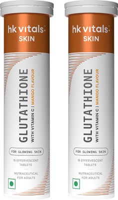HEALTHKART hk vitals Glutathione Skin Glow Effervescent Tablets with Vitamin C & E, Mango(2 x 15 Tablets)