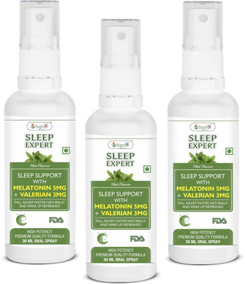 Vringra Sleeping Spray-Melatonin 5mg+3mg Valerian-Deep Sleep-Quick Sleep-Instant Sleep(3 x 30 ml)