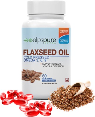 ALPSPURE Nutra Cold Pressed Flaxseed oil capsules 1000mg (Omega 3,6,9)(60 Tablets)