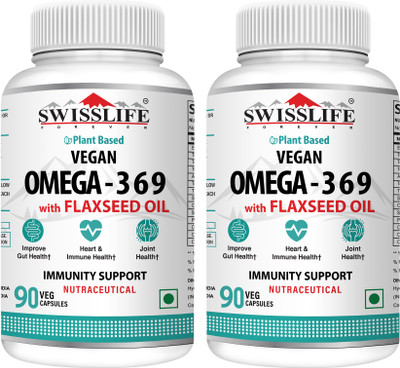 SWISSLIFE FOREVER Vegan Omega 369 For Heart and Immune Health | Barin & Skin Support(2 x 90 Capsules)