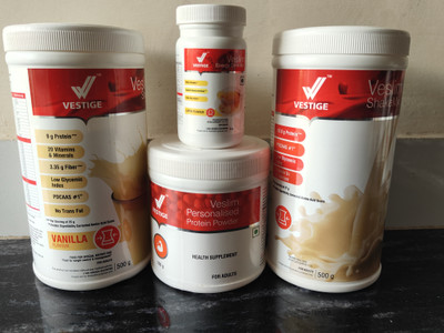 Vestige VESLIM VANILLA SHAKE & PROTEIN POWDER 200GM & AFRESH LEMON &SHAKEMIX(4 x 0.17 g)