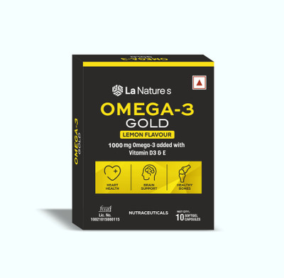 La Natures Omega 3 Fish Oil 1000 mg Gold with Vitamin D and Vitamin E for Men and Women(10 Capsules)