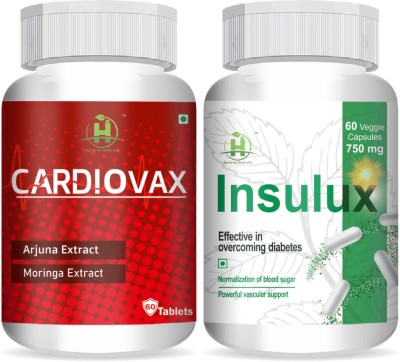 Healthy Nutrition Insulux 60 Capsules For Diabetes Control & Cardiovax 60 Tablets For Heart Health(2 x 60 No)