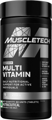 Muscletech Platinum Multivitamin, Vitamin C for Immune Support, 18 Vitamins & Minerals(60 Tablets)