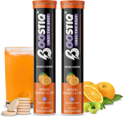 boostiq Vitamin C Amla Extract 1000mg Effervescent tablets Boost Immunity & Skin Health(2 x 20 Tablets)