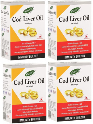 Shrey's Cod Liver Oil Capsule With Vitamin A & D for Immunity, Heart Health & Joints(4 x 100 Capsules)