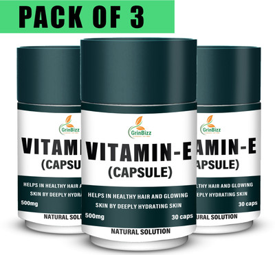 grinbizz VITAMIN E CAPSULE Anti-Aging & Skin Radiance Formula PACK OF 3(3 x 30 Capsules)
