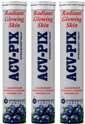 acv-pix L- Glutathione with N-Acetyl L-Cysteine and Vitamin C&E RADIANT glowing skin.(3 x 15 Tablets)