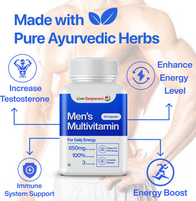 Liver Sanjeevani Men's Multivitamin Supplement for Daily Energy | Helps in Immunity Support(4 x 30 Tablets)