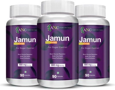 ANC Jamun Seed Extract 800mg Acts as Blood Purifier and Helps Pack of 3(3 x 90 Tablets)