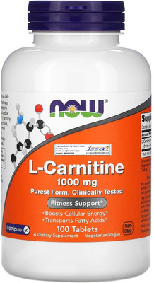 Now Foods L-Carnitine, 1000 mg, 100 Tablets(100 Tablets)