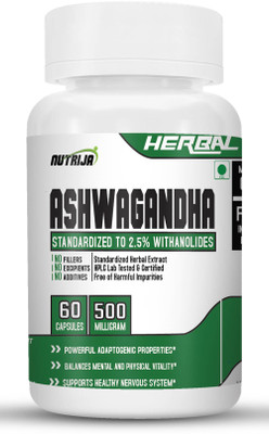NutriJa ASHWAGANDHA 500MG - (Pack of 2(60Capsules))(60 Capsules)