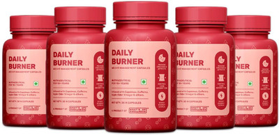 What's Up Wellness Daily Burner Weight Loss Capsules with ACV | Fat Burner | Pack of 5 | 150 No.(5 x 30 Capsules)