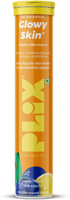 The Plant Fix Plix Glowy Skin Effervescent With 500mg L-Glutathione & Vitamin C | Lemon(15 Tablets)