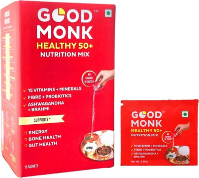 Good Monk Healthy 50+ Nutrition Mix|Energy&Bone Health|Multivitamin,Probiotic,Ashwagandha(15 No)