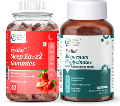 FYTIKA Sleep Eazzz - Sleep Gummies & Magnesium Bisglycinate + combo pack - (30 each)(2 x 30 No)