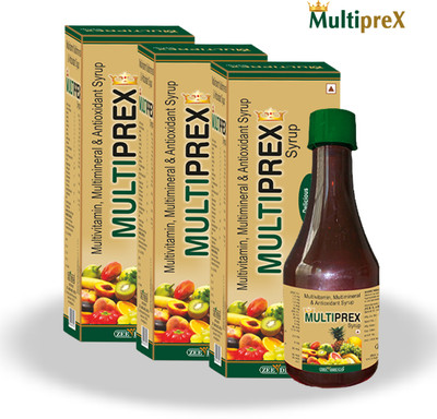 Multiprex Multivitamin, Minerals and Antioxidant Syrup | Boosts Immunity - Pack of 03(3 x 225 ml)